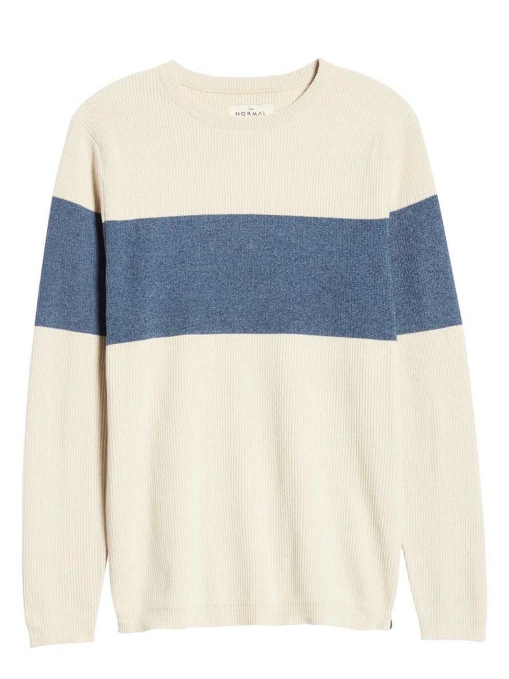 The Normal Brand Cream Sweater with Blue Stripe
